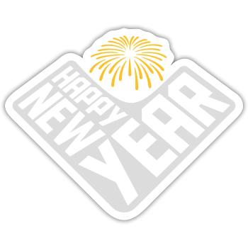 Citation Bonne année - Sticker taille S (10 x 10 cm) - blanc mat - Devant