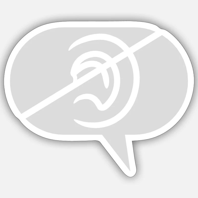 Symbole d’écoute interdit Bulle de discours - Sticker taille S (10 x 10 cm) - blanc mat