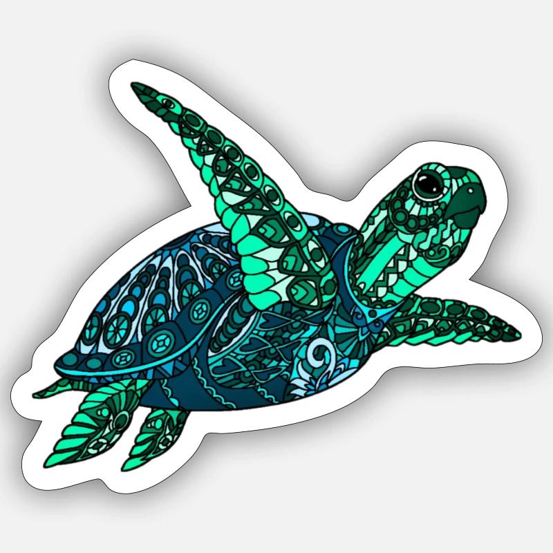 Mandala Turtle - Sticker Größe S (10 x 10 cm) - Mattweiß