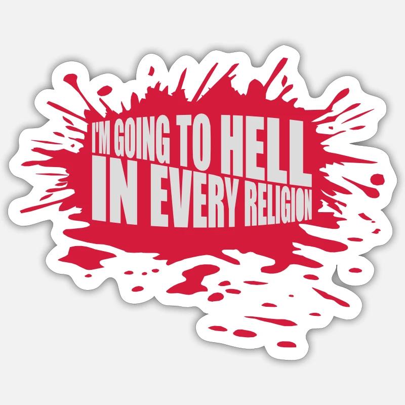 En allant en enfer - Sticker taille S (10 x 10 cm) - blanc mat