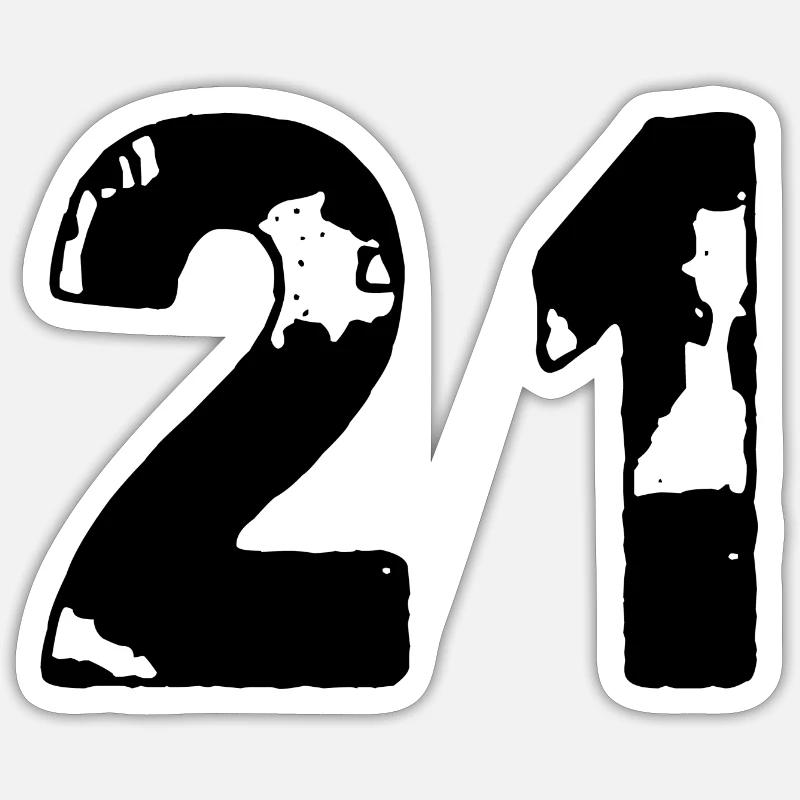 21 Maillot numéro - Sticker taille S (10 x 10 cm) - blanc mat