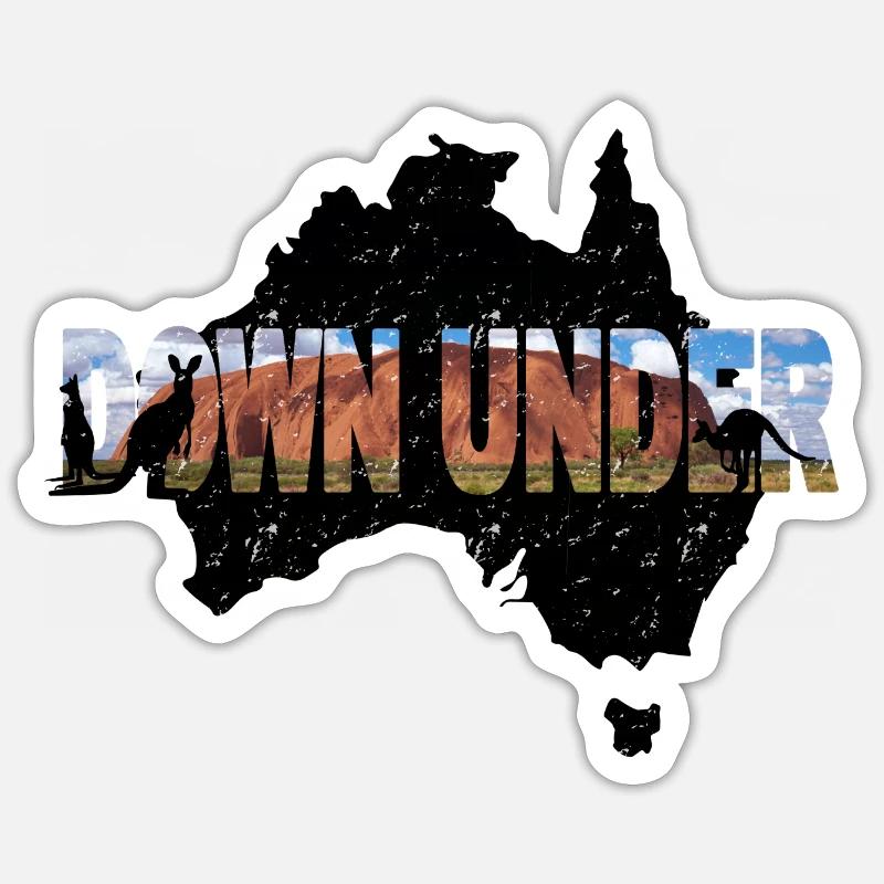 DOWN UNDER - Australia - Sticker size S (10 x 10 cm) - white matte