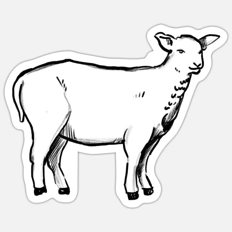 A lamb (hand-drawn) - Sticker size S (10 x 10 cm) - white matte