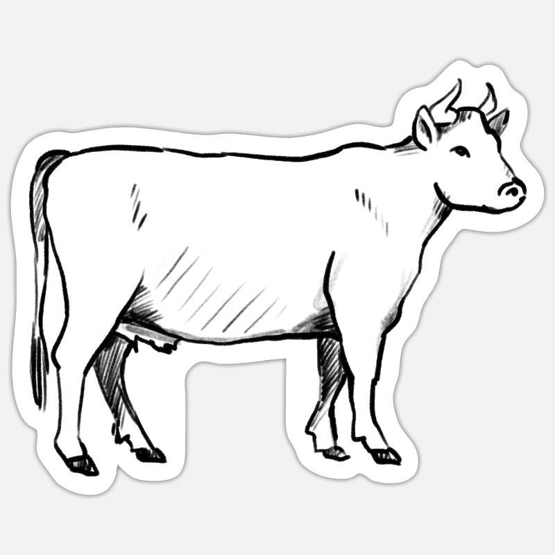 A cattle (hand-drawn) Sticker size S (10 x 10 cm)
