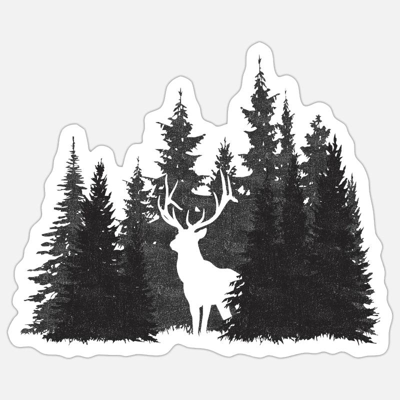Cerf - Sticker taille S (10 x 10 cm) - blanc mat