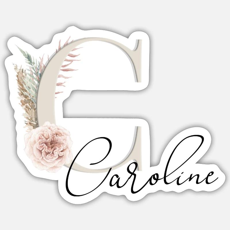 Caroline! Nom Boho - Sticker taille S (10 x 10 cm) - blanc mat
