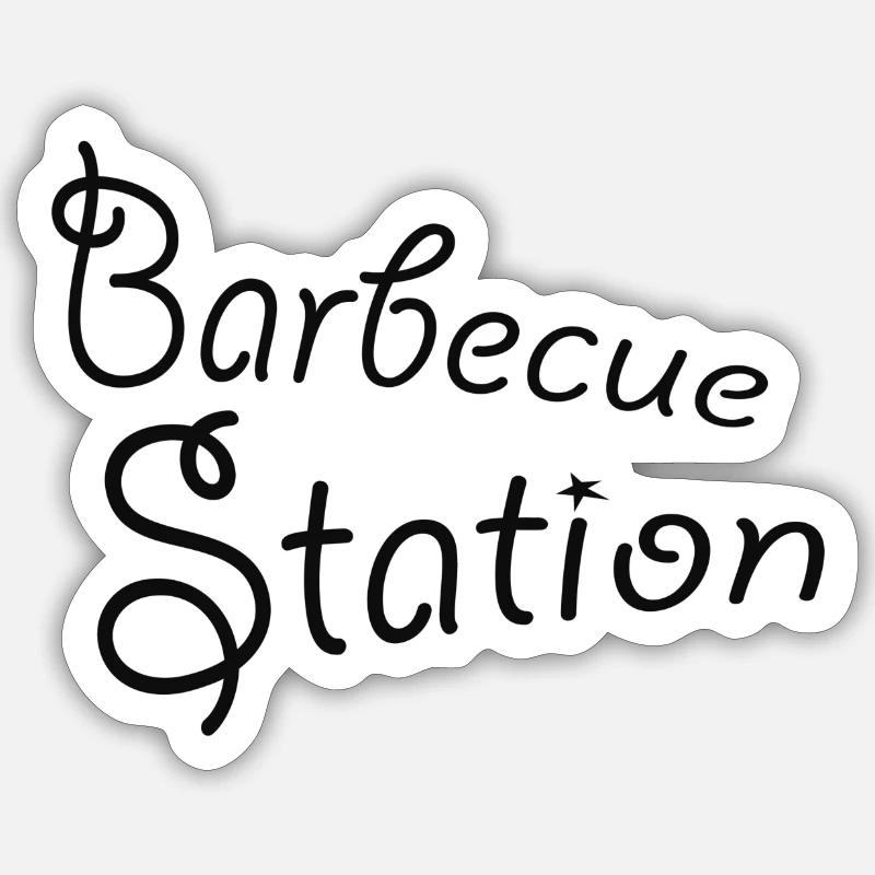 Station de barbecue - Sticker taille S (10 x 10 cm) - blanc mat