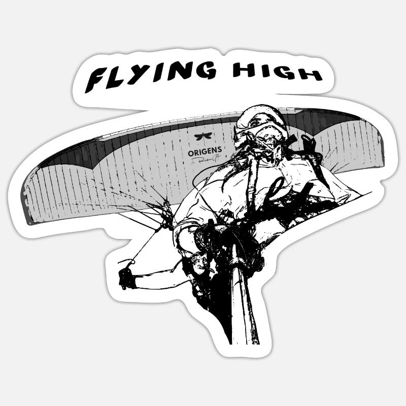 Paragliding flying high design - Sticker size S (10 x 10 cm) - white matte