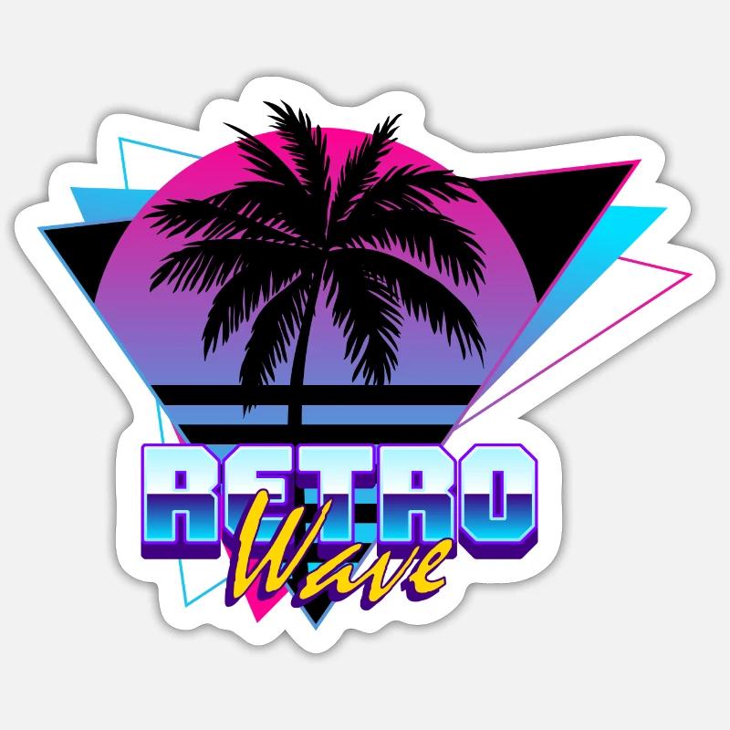 Synthwave 1 Retrowave 80er 90er Retro - Sticker Größe S (10 x 10 cm) - Mattweiß