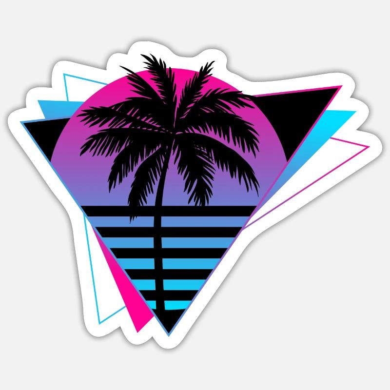 Synthwave 1 80s 90s Rétro - Sticker taille S (10 x 10 cm) - blanc mat