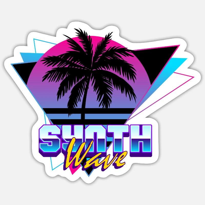 Synthwave 1 Synthwave 80er 90er Retro - Sticker Größe S (10 x 10 cm) - Mattweiß