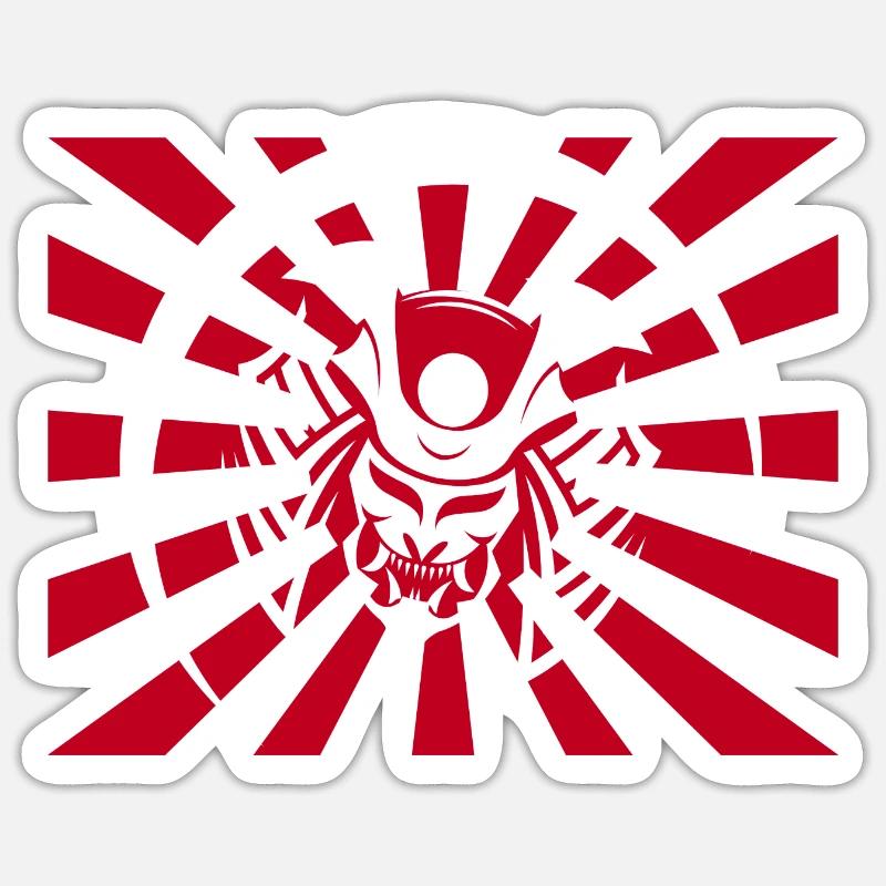 Samurai Samuraimaske Kriegermaske Oni Maske - Sticker Größe S (10 x 10 cm) - Mattweiß