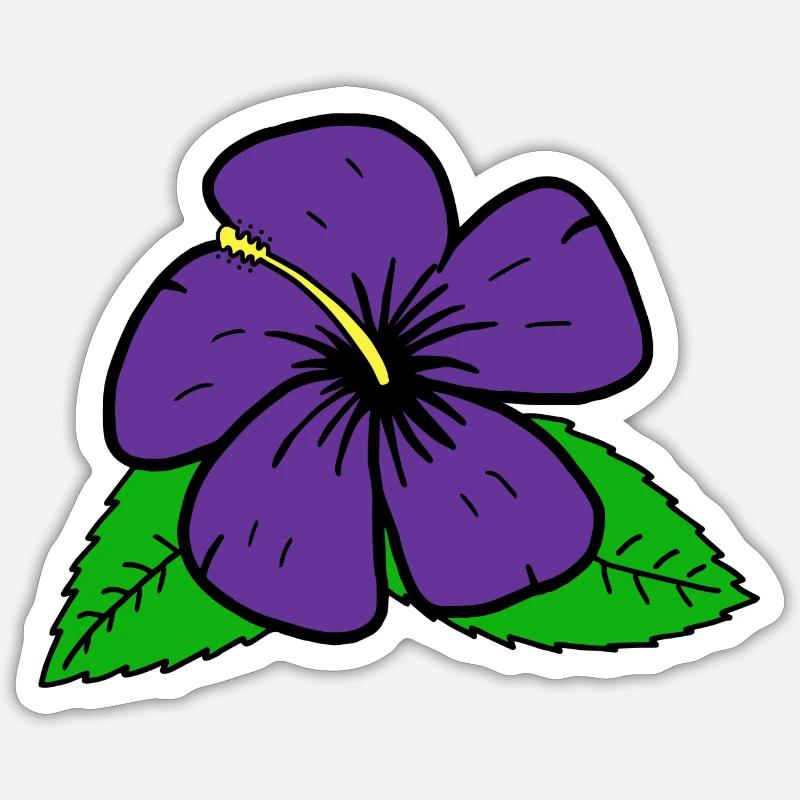 Fleur pourpre - Sticker taille S (10 x 10 cm) - blanc mat
