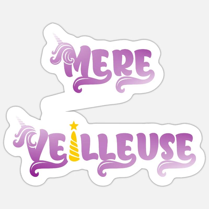 MERE VEILLEUSE - Sticker taille S (10 x 10 cm) - blanc mat