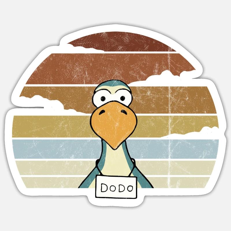 Comic Dodo Retro Sunset Funny Bird - Sticker size S (10 x 10 cm) - white matte