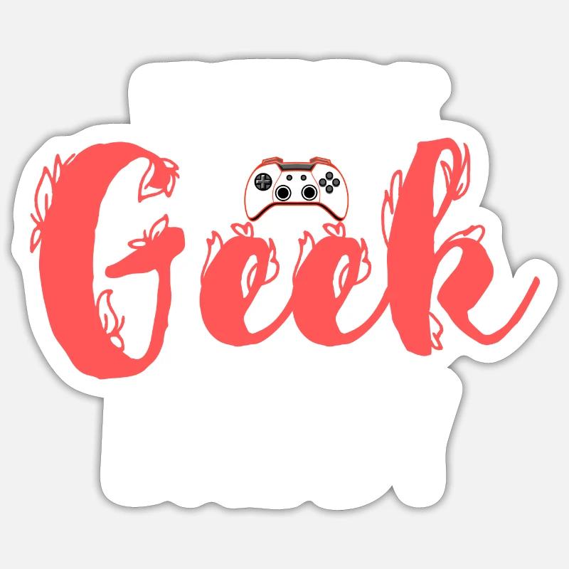 Geek comme papa - Sticker taille S (10 x 10 cm) - blanc mat