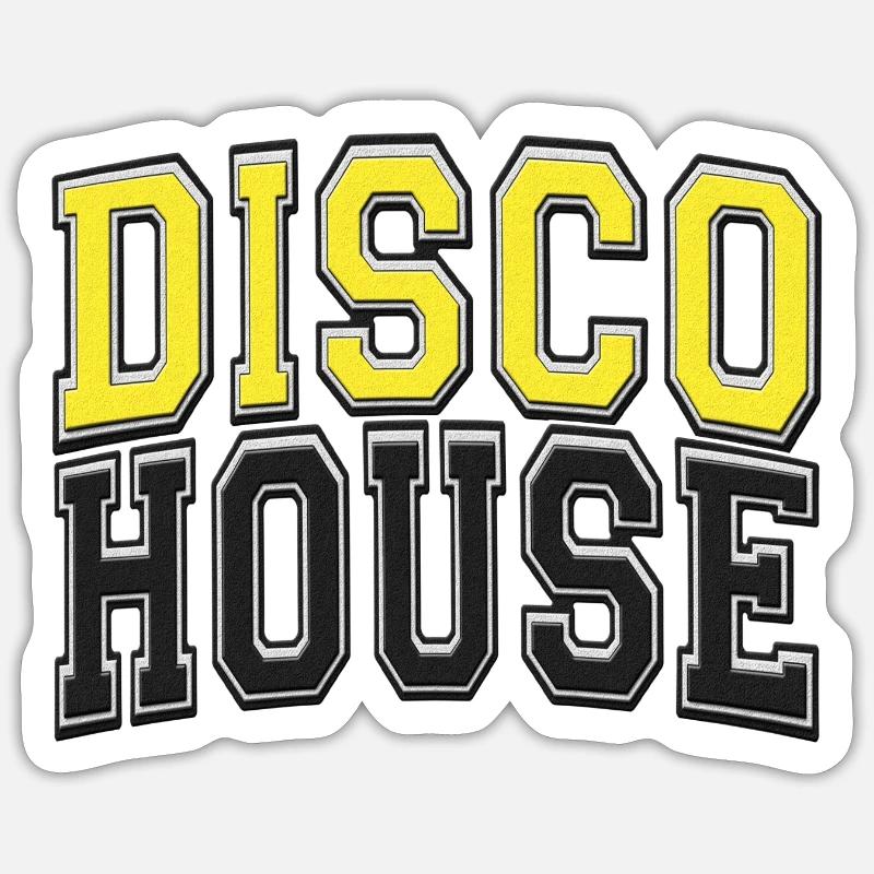 Disco House Varsity Style - Sticker size S (10 x 10 cm) - white matte