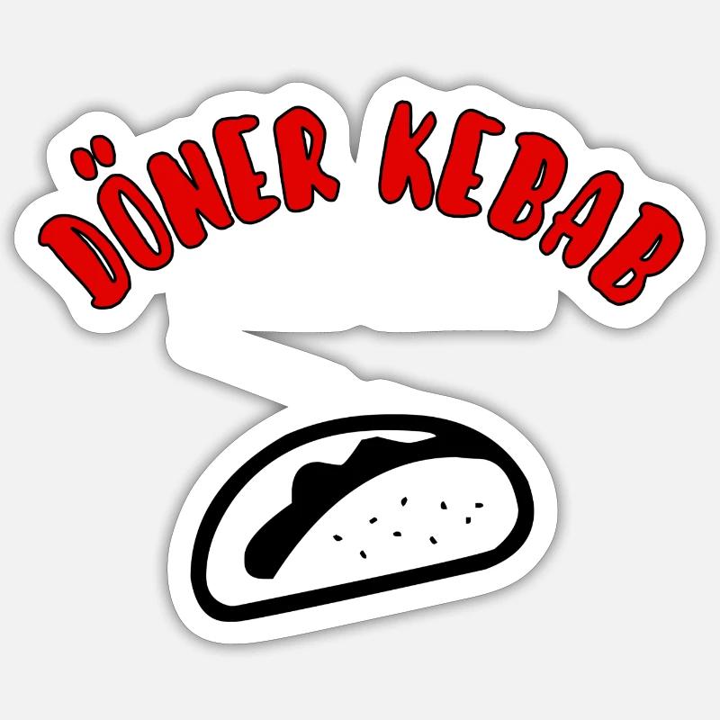 Doner kebab - Sticker taille S (10 x 10 cm) - blanc mat