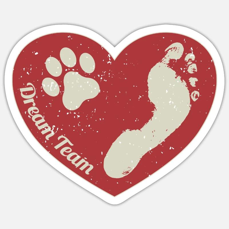 Dog Human Dream Team - Sticker size S (10 x 10 cm) - white matte
