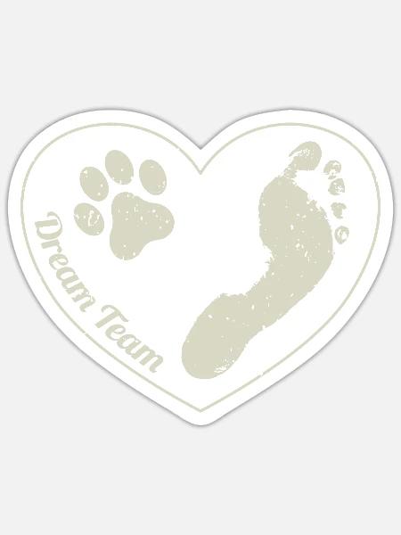 Hund Mensch das Dream Team - Sticker Größe S (10 x 10 cm) - Mattweiß