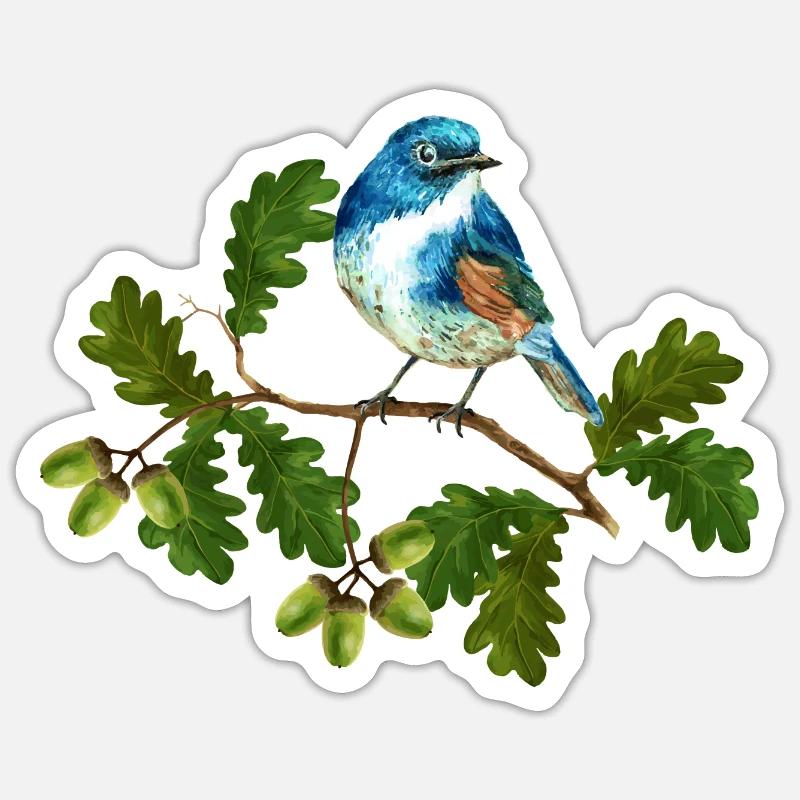Bunter Vogel - Sticker Größe S (10 x 10 cm) - Mattweiß