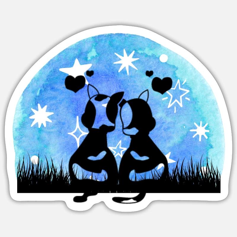 CoupleChats - Sticker taille S (10 x 10 cm) - blanc mat