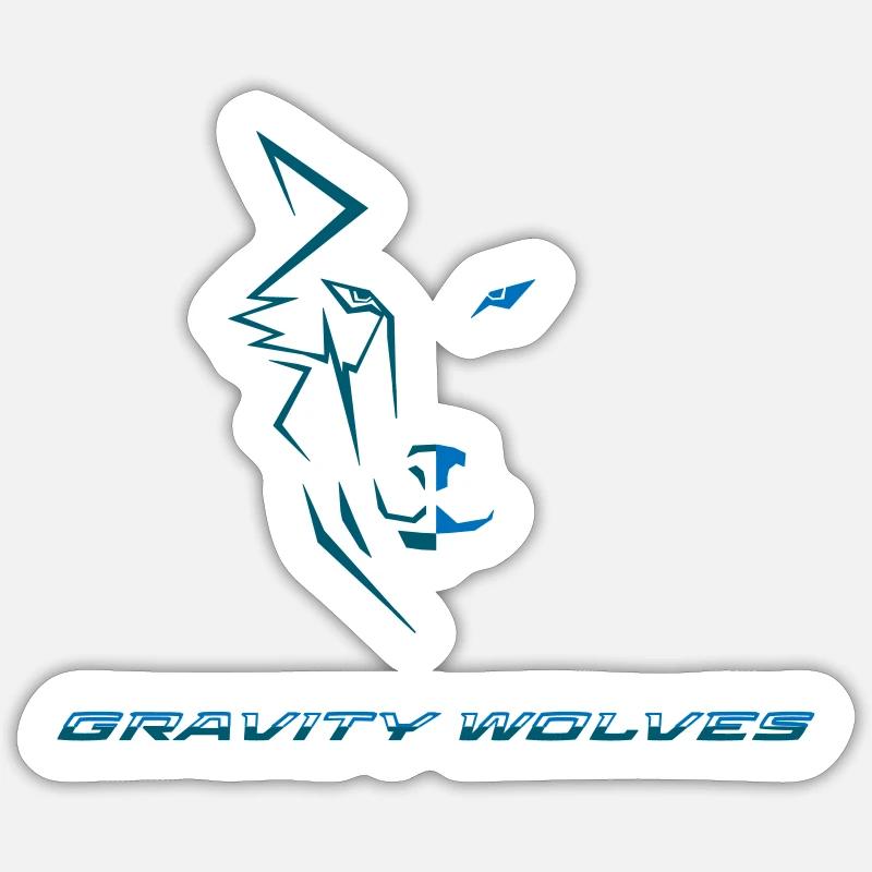 Gravity Wolves Head Text Dual Color Sticker size S (10 x 10 cm)