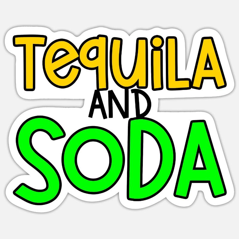 Tequila et soda 2 - Sticker taille S (10 x 10 cm) - blanc mat