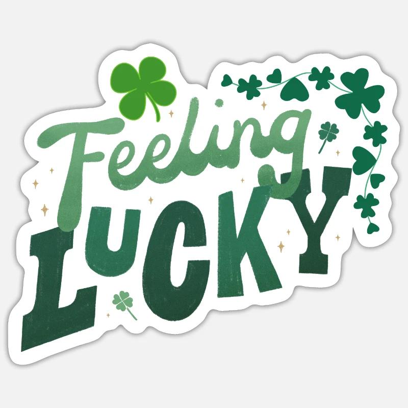 Feeling Lucky - Sticker taille S (10 x 10 cm) - blanc mat