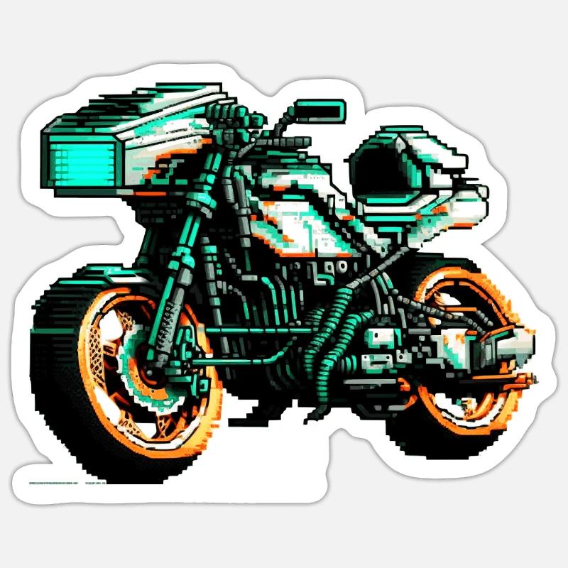 Moto en 8 bits comme graphiques vectoriels pour les motards Sticker taille S (10 x 10 cm)