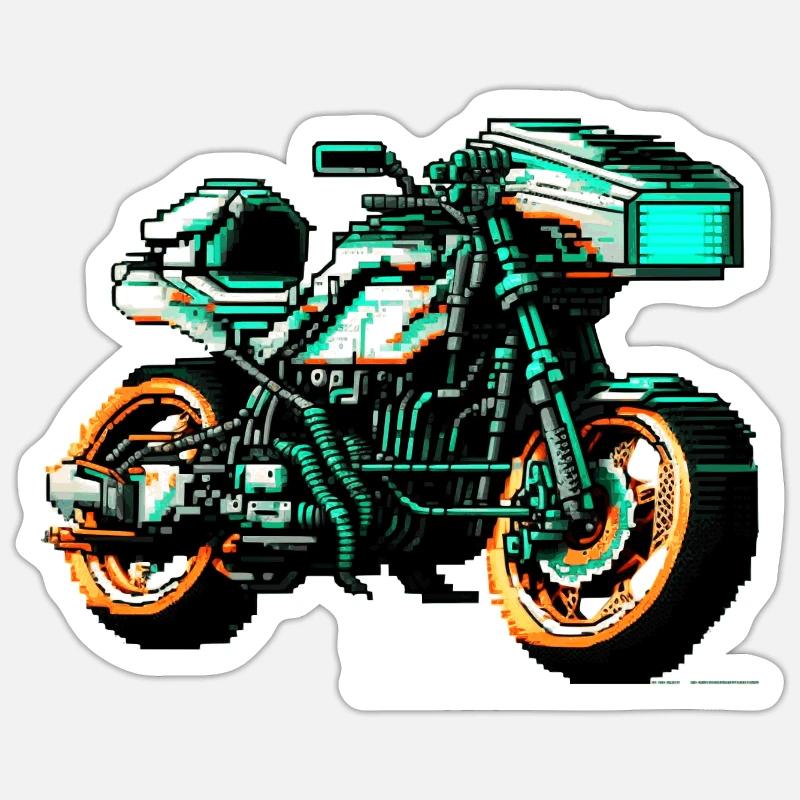 Racing machine motorcycle in great 8 bit graphics Sticker size S (10 x 10 cm)