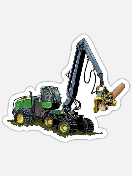 Moissonneuse-batteuse, Moissonneuse-batteuse - Sticker taille S (10 x 10 cm) - blanc mat