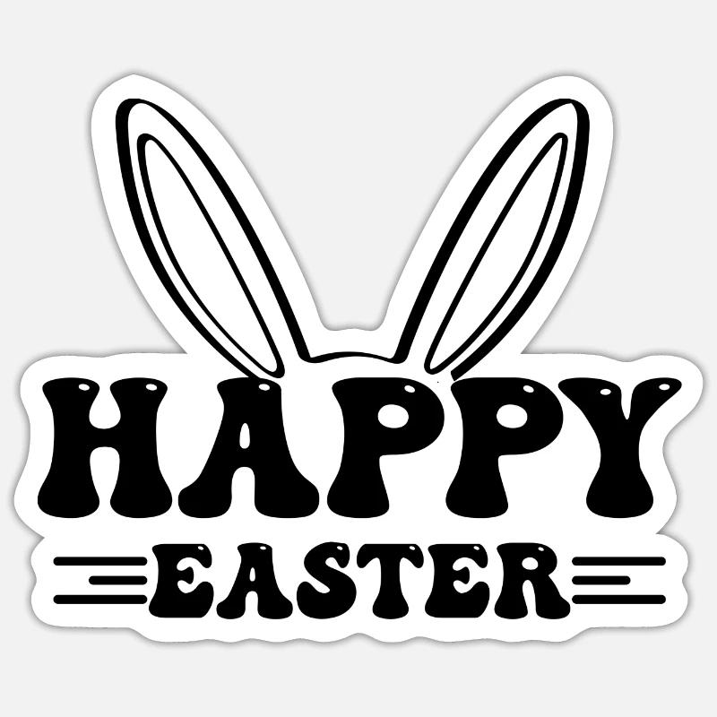 Happy Easter - Easter Bunny Rabbit Ears Sticker size S (10 x 10 cm)