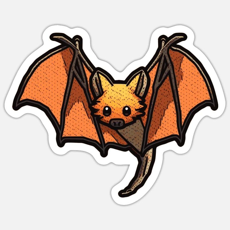 Flying fox or bat in beautiful retro graphics Sticker size S (10 x 10 cm)
