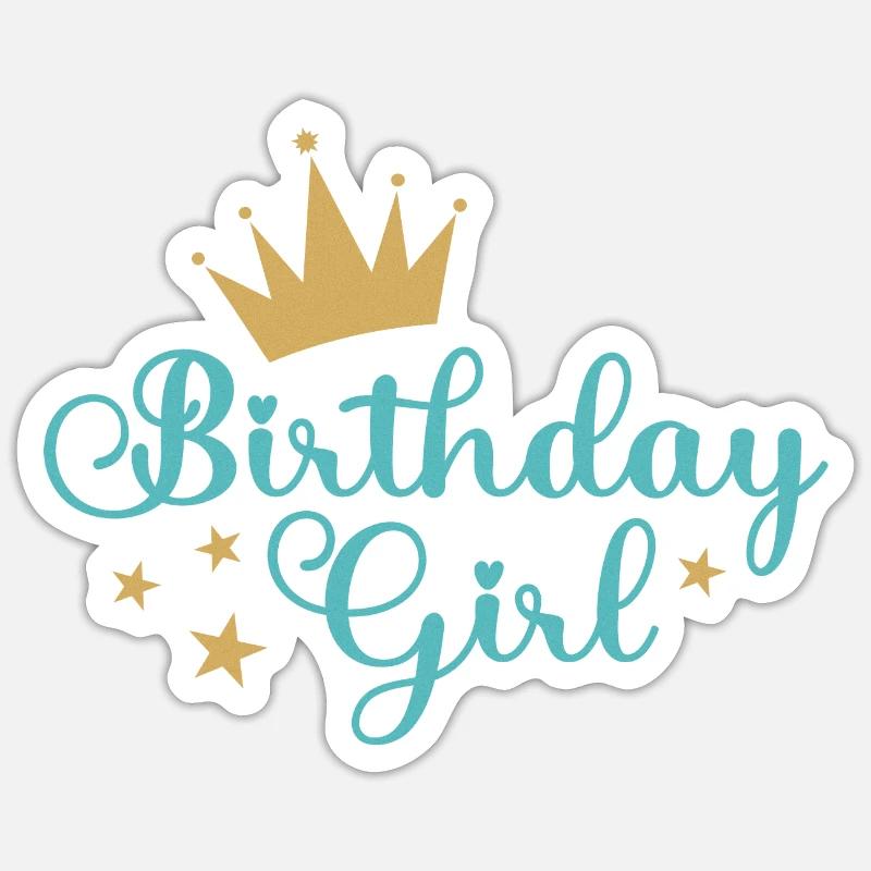 fille d’anniversaire - Sticker taille S (10 x 10 cm) - blanc mat