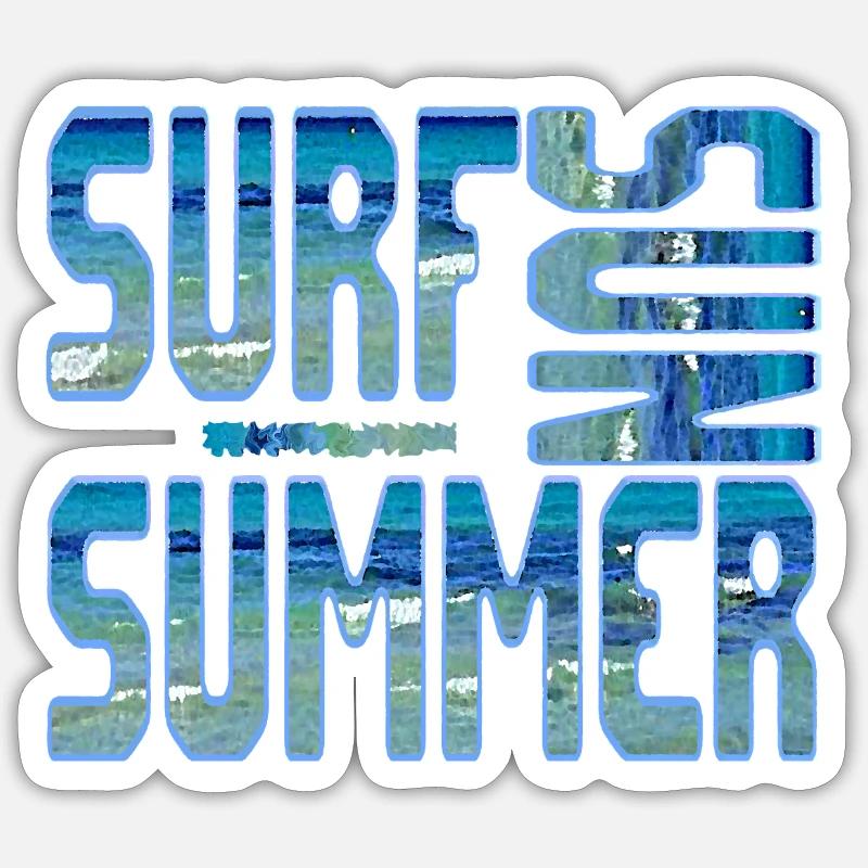 Été Surf Blue Beach Eau de mer Soleil Sticker taille S (10 x 10 cm)