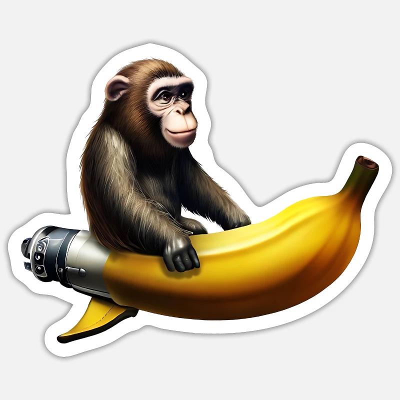 Rocket Banana Monkey Astronaut - Sticker size S (10 x 10 cm) - white matte