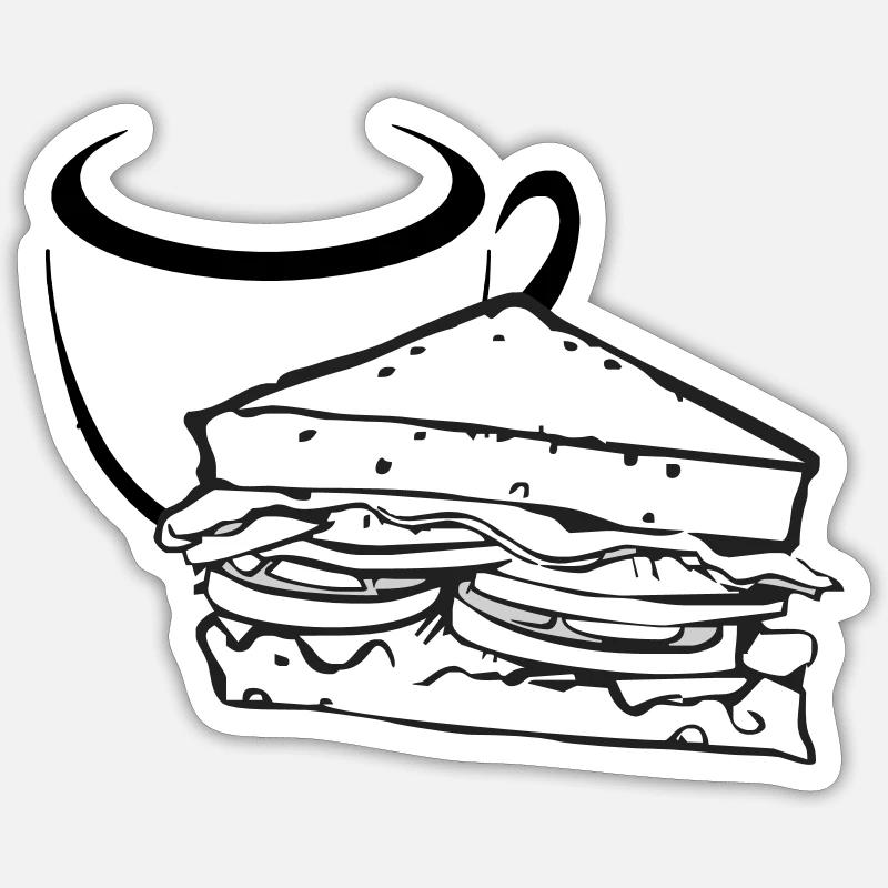 Sandwich petit-déjeuner - Sticker taille S (10 x 10 cm) - blanc mat