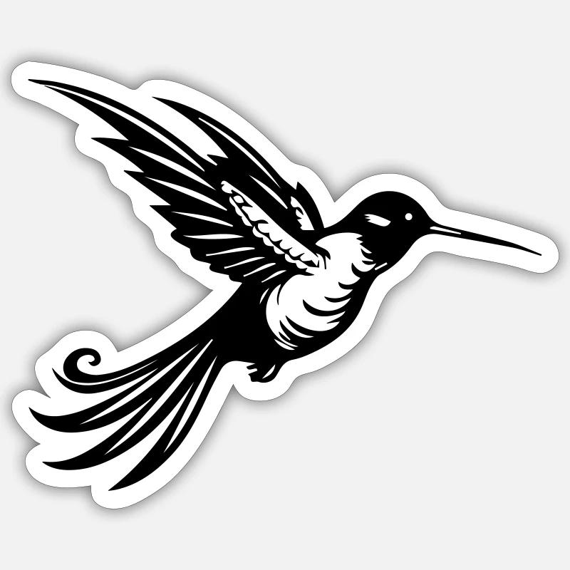 colibri - Sticker taille S (10 x 10 cm) - blanc mat