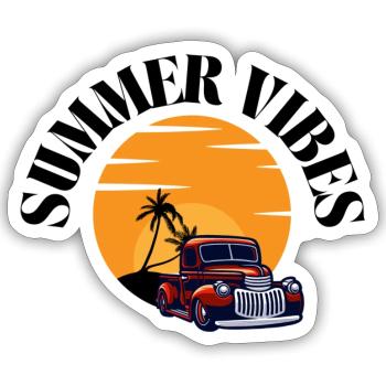 Summer Vibes | Palmen und Me(e)hr - Sticker Größe S (10 x 10 cm) - Mattweiß - Vorne