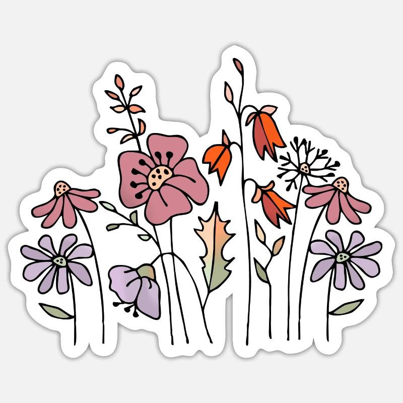 Blumen - Sticker Größe S (10 x 10 cm) - Mattweiß