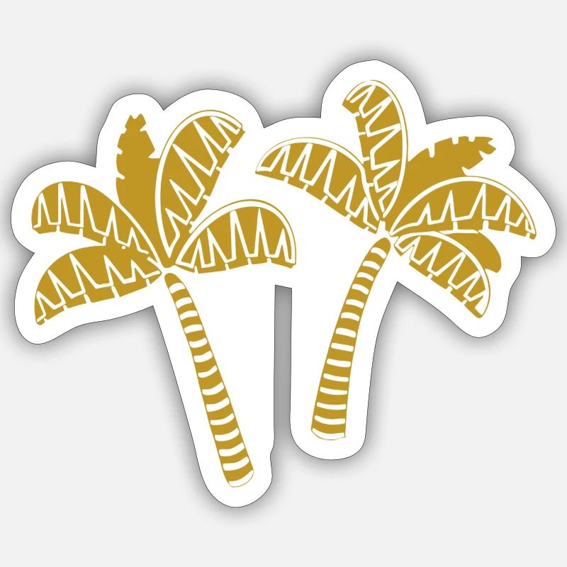 Palmiers dorés - Sticker taille S (10 x 10 cm) - blanc mat