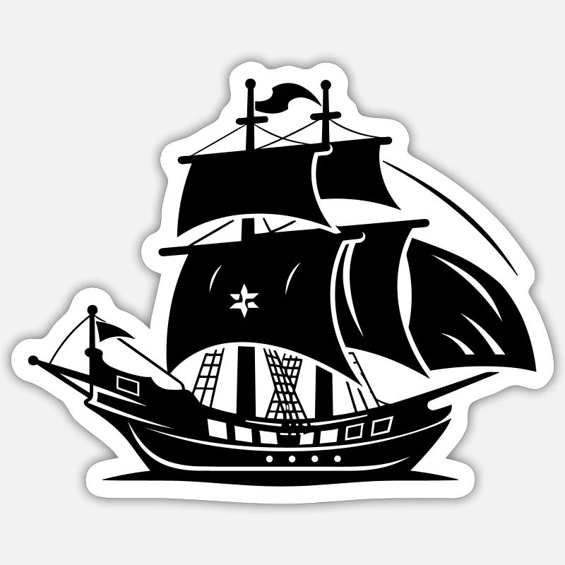 Piratenschiff - Sticker Größe S (10 x 10 cm) - Mattweiß