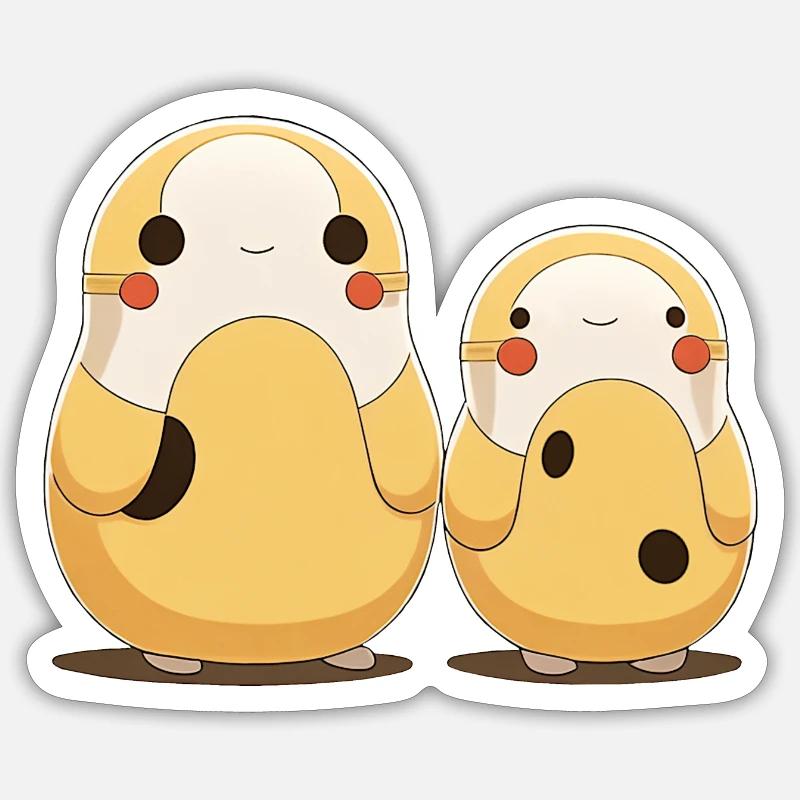 Two cute characters - Sticker size S (10 x 10 cm) - white matte