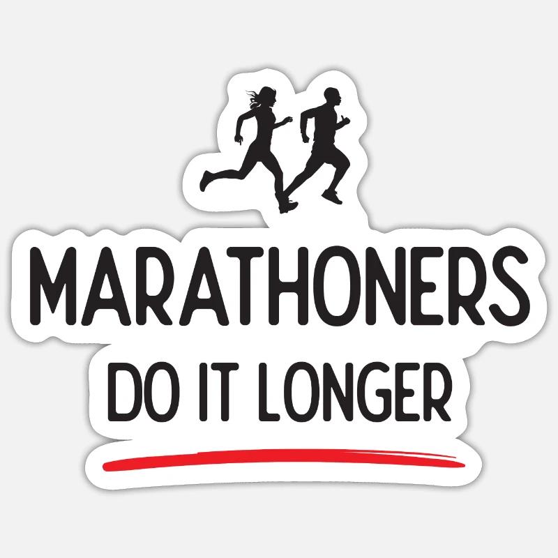 Les marathoniens le font plus longtemps - Sticker taille S (10 x 10 cm) - blanc mat