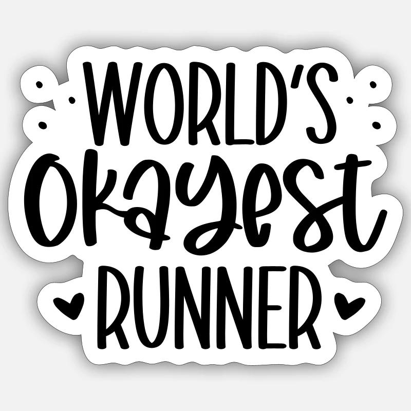 World's okayest runner - Sticker taille S (10 x 10 cm) - blanc mat