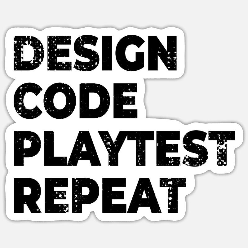 Design Code Spieltest Wiederholung Sticker Größe S (10 x 10 cm)