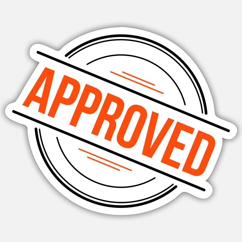 Approved Stempel – 2 Farben Sticker Größe S (10 x 10 cm)