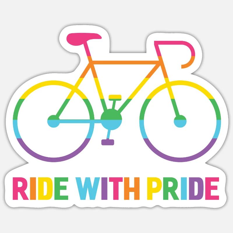 LGBTQ Cyclist - Ride With Pride - Sticker size S (10 x 10 cm) - white matte