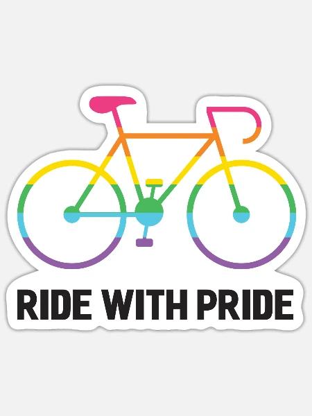 LGBTQ-Radfahrer - Fahre mit Stolz - Sticker Größe S (10 x 10 cm) - Mattweiß